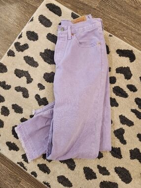 Amethyst Purple Levi's 501 Jeans Boyfriend Fringe Bottom Button Fly Size 26 L 30